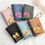 Personalized Tri-Fold Coquette Bow Pencil Leather Wallet with Name and Card Holder Teacher Appreciation Back to School Gift for Teachers