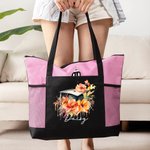 Personalised Flower Bouquet Graduation Cap Tote Bag with Zipper and Name Large Capacity Travel Accessory Graduation Gift for Her