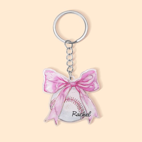 Porte-Clés Personnalisé avec Nom Style Balle de Sport et Noeud Papillon Cadeau Anniversaire pour Amoureux du Sport