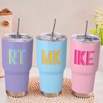Personalised Shadow Monogram Staniniess Steel 30oz Tumbler with Straw Best Friend Graduation Gift for Her