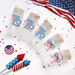 Personalized American Flag 1776 Bow Tie 20oz Glass Tumbler with Name and Straw 4th of July Independence Day Gift for Her
