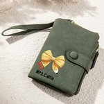 Personalized Tri-Fold Coquette Bow Pencil Leather Wallet with Name and Card Holder Teacher Appreciation Back to School Gift for Teachers