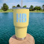 Personalised Shadow Monogram Staniniess Steel 30oz Tumbler with Straw Best Friend Graduation Gift for Her