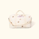 Personalised Soft Embroidery Cute Rabbit Bear Large Capacity Multiple Compartments Cotton Baby Hospital Bag with Text Pregnancy Gift for Her