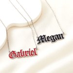 Personalised Colorful Minimalist Gothic Style Old English Necklace Birthday Anniversary Gift for Couple Friend