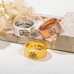 Personalized Engraved Photo Portrait Ring with Names Engagement Wedding Anniversary Gift for Couple
