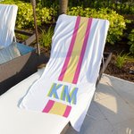 Personalisiertes Schatten-Monogramm Streifen Strandtuch Schnell Trocknendes Sandfreies Handtuch Sommer Urlaub Geburtstag Geschenk für Freunde