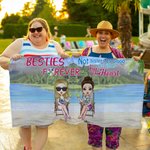 Gepersonaliseerde Sisters By Heart Cartoon Zachte Sneldrogende Zandvrije Strandhanddoek met 1-6 Meisjes Vakantie Strand Accessoires Cadeau voor Vriend