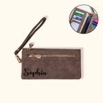 Personalizada Muchos Compartimentos Multicolor Cartera de Muñeca de Cuero con Nombre Grabado Regalo Cumpleaños Boda Dama de Honor para Mujer