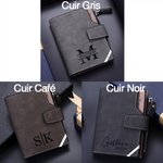 Portefeuille pour Homme Personnalisé avec Photo Initiale Prénom Gravés Porte-billet Triple-pli en Cuir Cadeau Anniversaire Fête des Pères