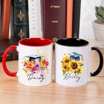 Personalisierte Floral Graduation Cap 11oz Keramik-Becher mit Namen Klasse von 2025 Graduierung Geschenk für Absolventen