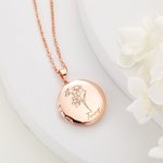 Personalized Birth Flower Photo Locket Necklace with Engraved Name Birthday Anniversary Gift for Women