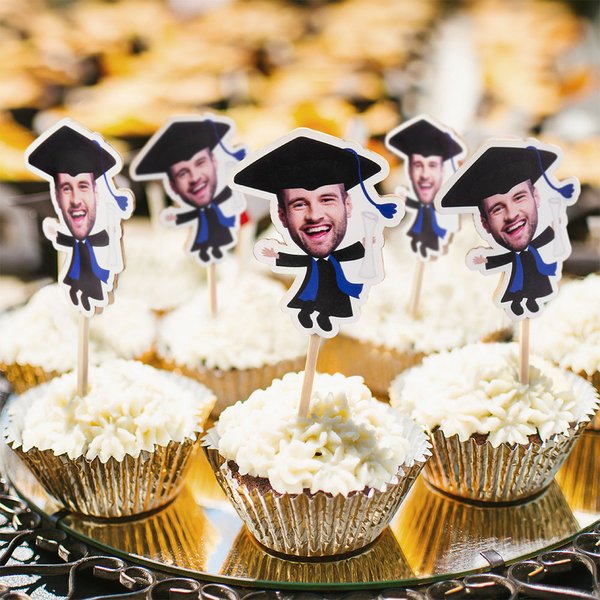 Photo Personnalisée de Graduation Cupcake Toppers Set of 10 Cake Decorations Party Favors Gift for Graduates
