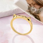 Personalized Sterling Silver Dog Bone Paw Print Ring with Engraved Name Birthday Gift for Cat Dog Pet Lover