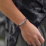 Personalizado 1-8 cuentas de cuero trenzado pulsera de los hombres con el nombre Día del Padre Cumpleaños regalo para él
