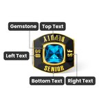 Anello personalizzato con pietra preziosa e testo inciso per le forze dell'ordine, regalo di laurea e apprezzamento per il poliziotto