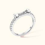 Personalized Sterling Silver Dog Bone Paw Print Ring with Engraved Name Birthday Gift for Cat Dog Pet Lover