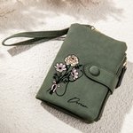 Portefeuille en Cuir Personnalisé avec Prénom et Fleur de Naissance à Stéthoscope Cadeau Remerciement Semaine Infirmière pour Infirmier Médecin