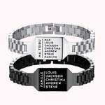 Bracelet Oyster Personnalisé avec Titre et Texte Gravés Bracelet Moderne et Minimaliste Cadeau Anniversaire Fête des Pères pour Homme Mari Petit Ami