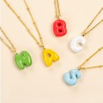 Personalized Colourful Macaron 3D Bubble Balloon Initial Necklace Birthday Anniversary Gift for Her