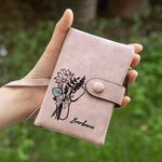 Portefeuille en Cuir Personnalisé avec Prénom et Fleur de Naissance à Stéthoscope Cadeau Remerciement Semaine Infirmière pour Infirmier Médecin