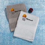 Serviette en Coton Personnalisée avec Nom Brodé Serviette de Salle de Gym Super AbsorbanteThème Basket-ball Cadeau Anniversaire pour Amoureux du Sport