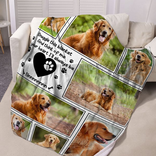 Personalised Snuggle This Blanket And Think Of Me Pet 8 Photos Soft Blanket with Name Birthday Memorial Gift for Pet Lover