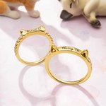 Personalized Sterling Silver Dog Bone Paw Print Ring with Engraved Name Birthday Gift for Cat Dog Pet Lover