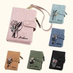 Portefeuille en Cuir Personnalisé avec Prénom et Fleur de Naissance à Stéthoscope Cadeau Remerciement Semaine Infirmière pour Infirmier Médecin