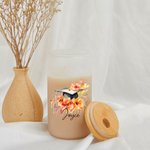 Personalized Floral Graduation Cap 20oz Name Drinking Glasses with Bamboo Lids and Glass Straw Class of 2025 Graduation Gift for Graduates