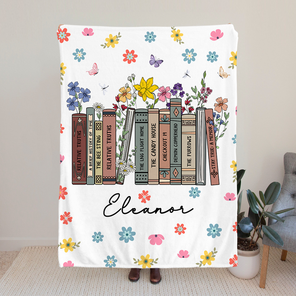Couverture douce personnalisée avec nom et titre de livre Cadeau d'anniversaire de rentrée scolaire pour enseignant Amoureux de la lecture