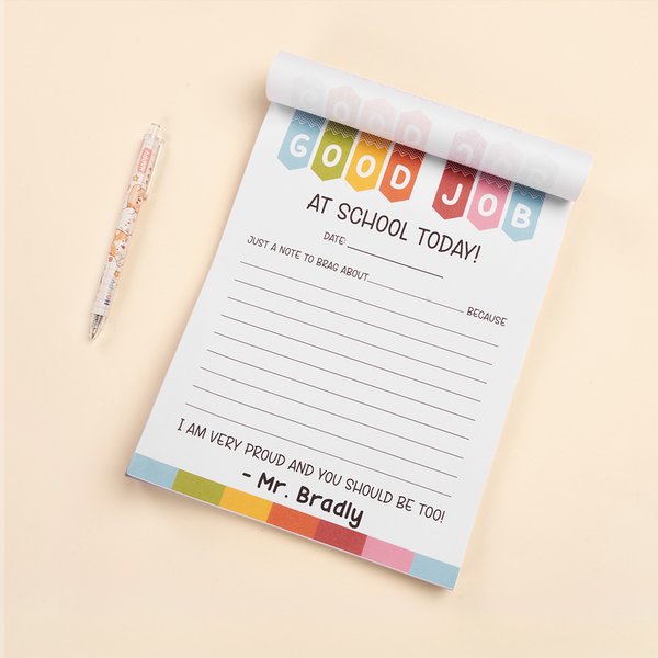 Colorful School Today Notepad with Teacher Name
