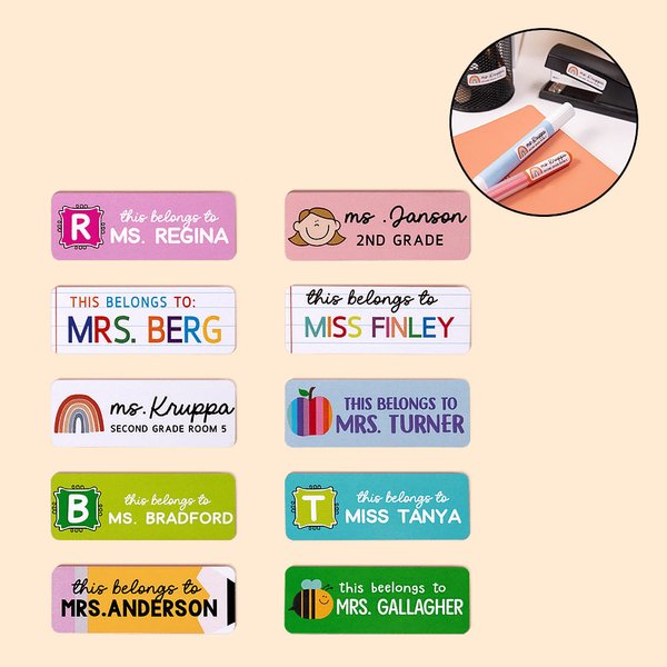 Personalisierte niedlichen Regenbogen Buntstift wasserdicht Lehrer Schule Bibliothek Etiketten Briefpapier mit Namen und Klasse Lehrertag Geburtstag G