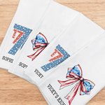 Personalized American Flag 1776 Bow 100% Cotton Kitchen Towel with Text 4th of July Independence Day Gift for Family Friend