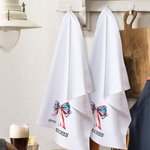 Personalized American Flag 1776 Bow 100% Cotton Kitchen Towel with Text 4th of July Independence Day Gift for Family Friend