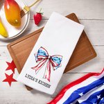 Personalized American Flag 1776 Bow 100% Cotton Kitchen Towel with Text 4th of July Independence Day Gift for Family Friend
