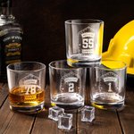 Gepersonaliseerd gegraveerd brandweerhelmschild 10oz whiskyglas met rangnummer en tekst verjaardagscadeau voor brandweerman