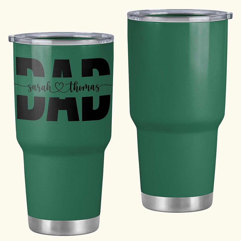 Personnalisé Papa Tumbler 30oz Tasse à café isolée avec 1-8 noms Fête des Pères Anniversaire Remerciements Cadeau pour Lui