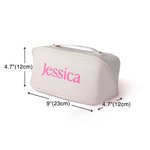 Borsa per il trucco con nome personalizzata in pelle impermeabile e glitterata con divisorio e maniglia Accessorio da viaggio Regalo di nozze per il c