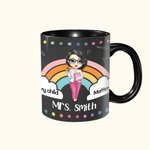 Gepersonaliseerde Regenboog Cartoon Vrouw 11oz Keramische Koffiemok met Naam Lerarendag Waardering Cadeau voor Leraar