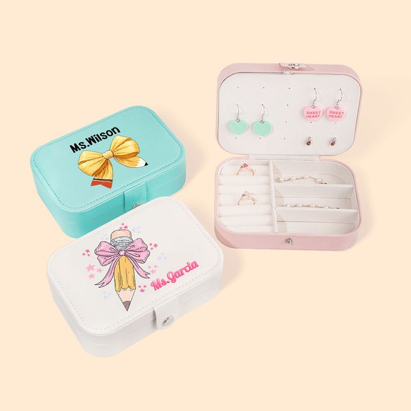 Large Capacity Pencil Bow-knot Jewelry Box with Name