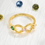 Gepersonaliseerde oneindigheidsring met 3 geboortestenen met gegraveerde tekst Moederdag Verjaardagscadeau voor haar