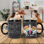 Gepersonaliseerde Regenboog Cartoon Vrouw 11oz Keramische Koffiemok met Naam Lerarendag Waardering Cadeau voor Leraar