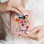 Bouquet di fiori personalizzato Cappello di laurea Portagioie in pelle con nome Regalo di laurea portatile per lei