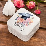 Bouquet di fiori personalizzato Cappello di laurea Portagioie in pelle con nome Regalo di laurea portatile per lei