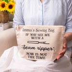 Personalised 100% Cotton Knitting Queen Crochet Sewing Accessory Bag with Name Birthday Crafting On-the-Go Gift for Sewing Lovers