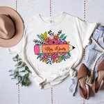 Sudadera Lápiz Floral Personalizada con Nombre Día del Profesor Agradecimiento Regalo de Vuelta al Cole para Profesor