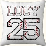 Personalized Multicolor Baseball Sports Theme Throw Pillow Cover with Name and Number Birthday Team Gift for Baseball Players Fans