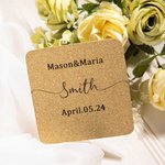 Personalized Set of 10 Reusable Wedding Favor Cork Coasters with Couple Name and Date Bridal Shower Gift for Newlyweds