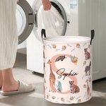 Personalised Jungle Animal Large Toy Laundry Basket with Name and Initial Waterproof Oxford Cloth Baby Shower Housewarming Gift for Family Kids